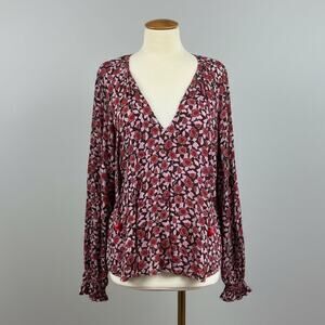 Omika burgundy and pink floral blouse, size XS